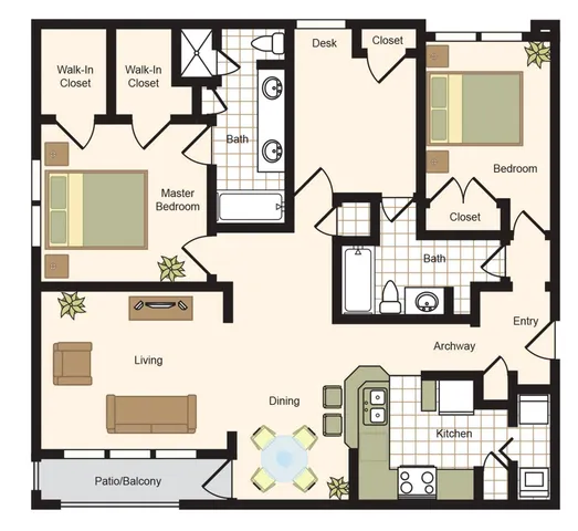 D | 2x2 | 1462 sq ft