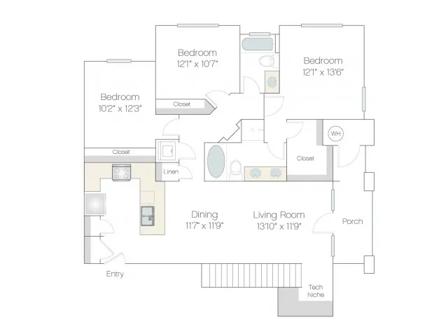 C1 | 3 bed 2 bath | from 1344 square feet