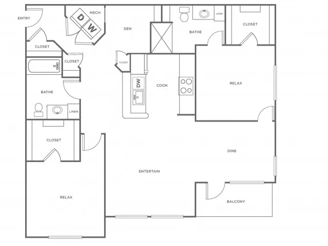 B3 - 1176 | 2 bed 2 bath | from 1176 square feet