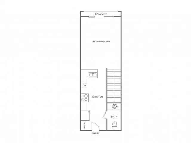 Floor plan map for a studio unit at The Mark at Cityscape apartments in Boca Raton, FL, featuring labeled rooms.