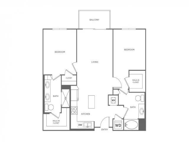Two Bedroom Two Bath (1062 SF)