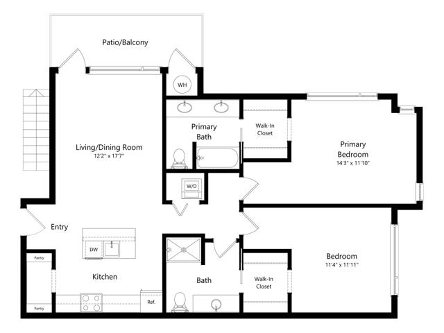 Middle Fork | 2x2 | 1105 sq ft
