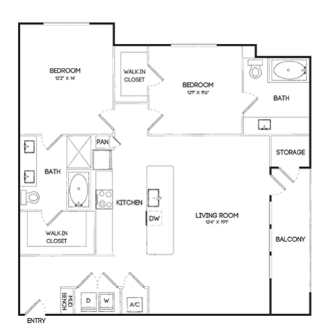 B3B | 2x2 | 1244 sf