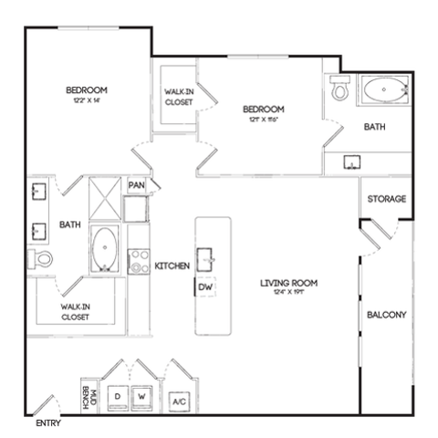 B3A | 2x2 | 1244 sf