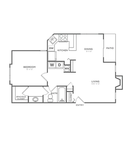 One Bedroom One Bath (712 SF)