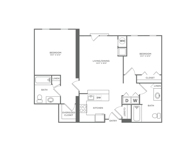 B2BR | 2x2 | 1045 sf