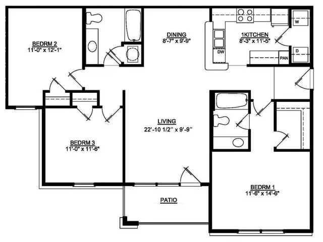 3 BDR 2 Bath 60 Pinnacle
