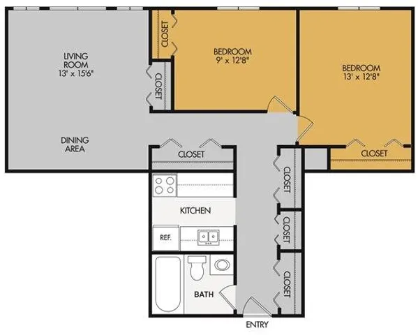 2 bed 1 bath