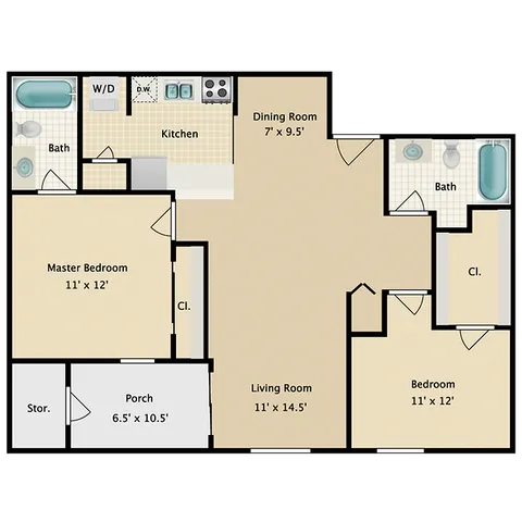 2/2 floor plan sketch