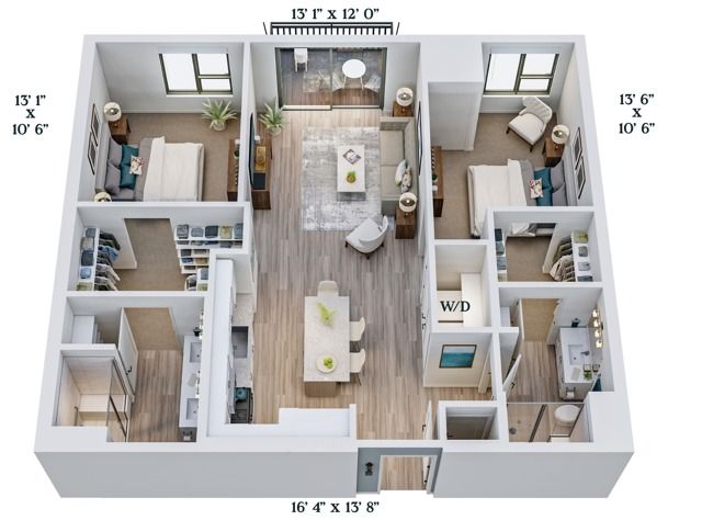 C9 | 2x2 | 1055 sq ft