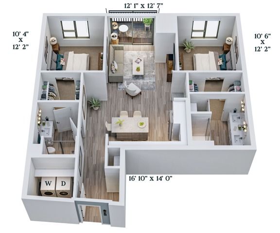 C7 | 2x2 | 1073 sq ft