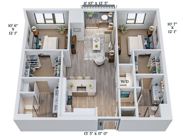 C6 | 2x2 | 1057 sq ft