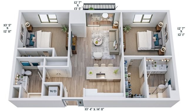 C1 | 2x2 | 968 sq ft