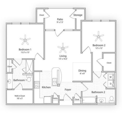 AFWC1 | 2x2 | 1157 sq ft