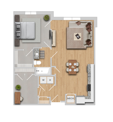 Birch | 1x1 with den | 873 sf