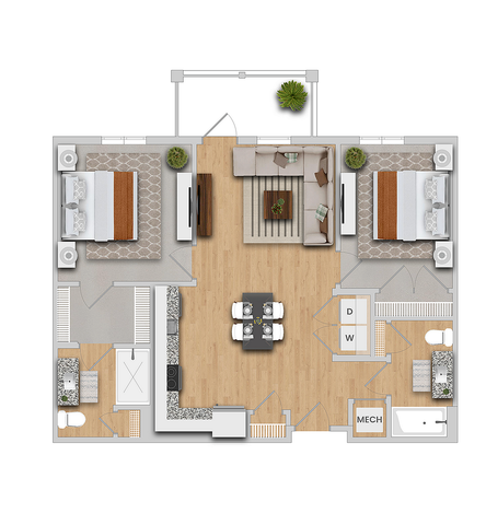 Cypress | 2x2 | 965 sf