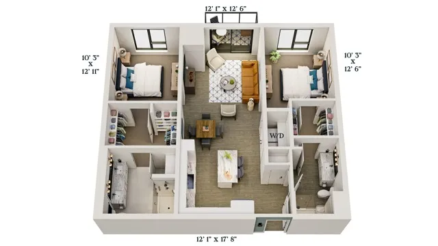 C3 | 2x2 | 1091 sq ft
