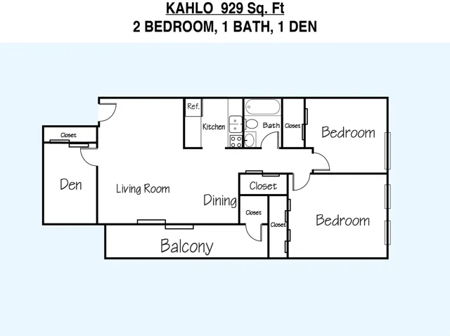 2 Bedrooms 1 Bathroom
