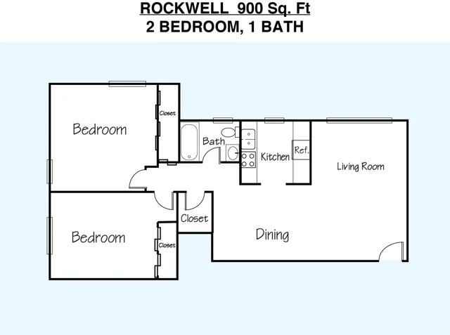 2 Bedrooms 1 Bathroom