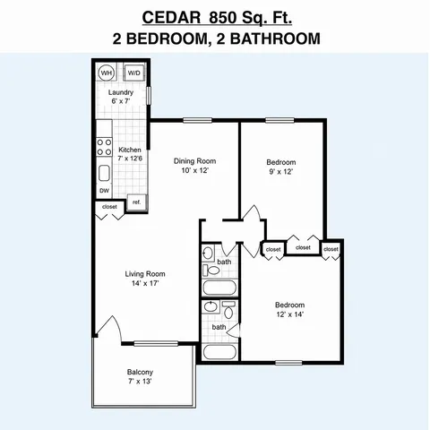 Cedar 2BR/2BA