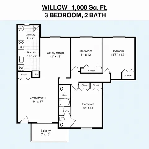 Willow 3BR/2BA