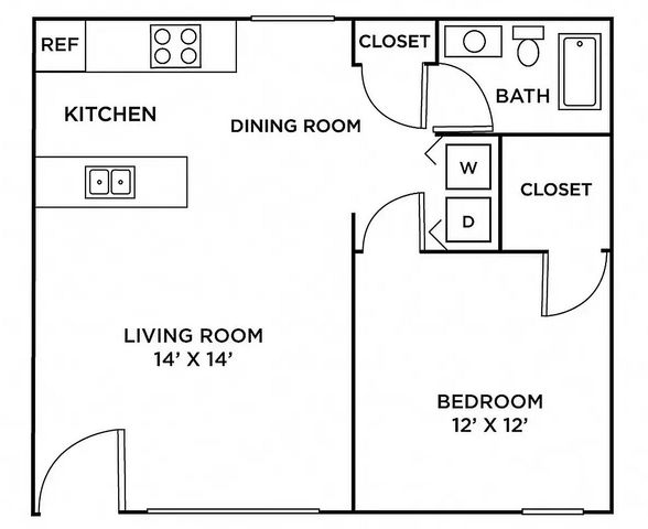 Milton Cove - One Bedroom Floorplan