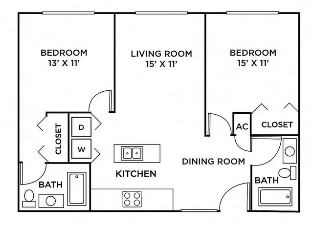 Milton Cove - Two-Bedroom Floorplan