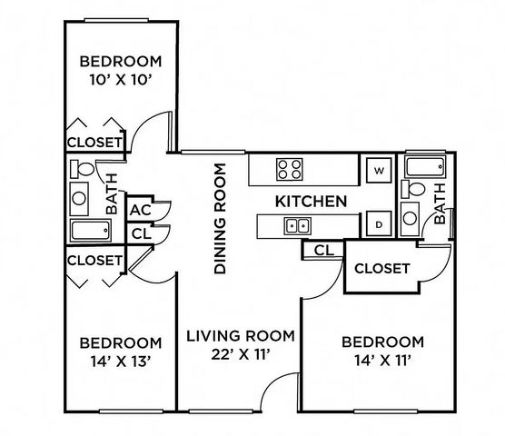 Milton Cove - Three Bedroom Floorplan