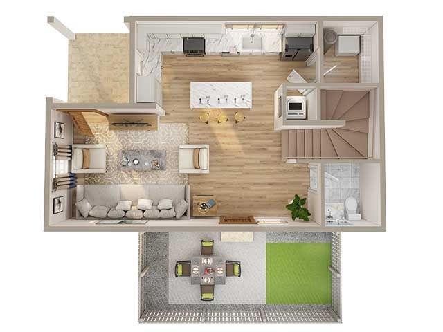 2 bedroom townhome main level