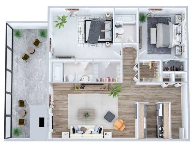 2 Bedroom Floor Plan | Denver Apartments | Advenir at French Quarter
