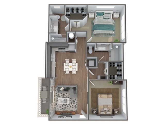 2 Bedroom Floor Plan | Luxury Apartments In Clermont Florida | Advenir at Castle Hill