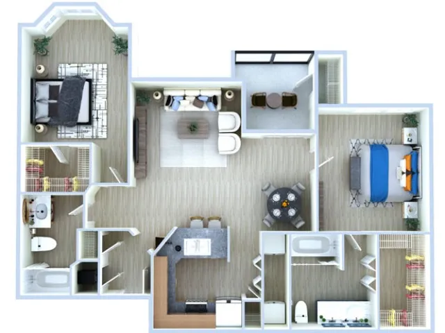 2 Bedroom Floor Plan | Apartments Near Medical Center Houston | Advenir at the Med Center