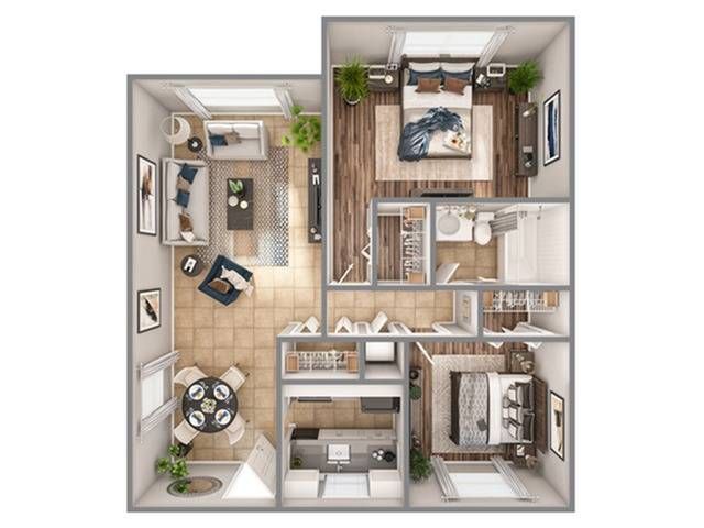 2 Bdrm Floor Plan | Apartments In Pembroke Pines | Advenir at San Tropez