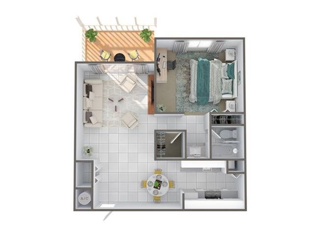 1 Bedroom Floor Plan | Palm Beach Gardens Apartments | Turnbury at Palm Beach Garden