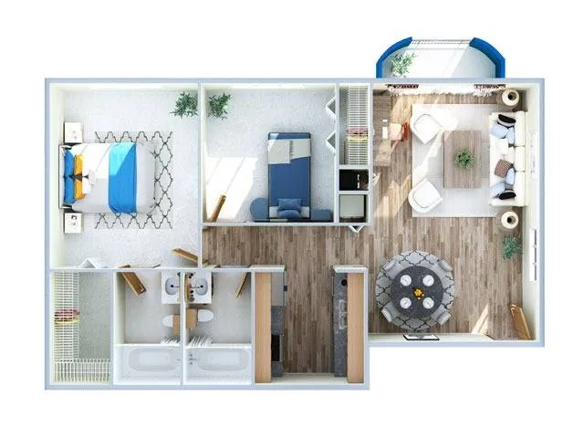 2 Bdrm Floor Plan | Apartments In Miami Florida | Advenir at University Park