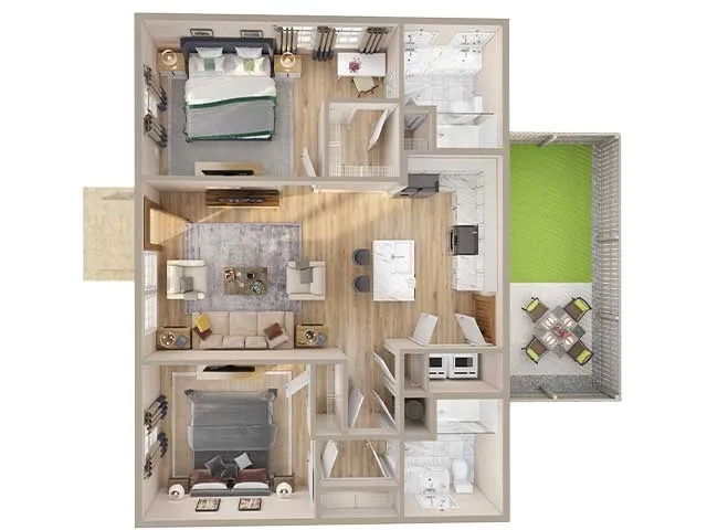 2 BR cottage floor plan