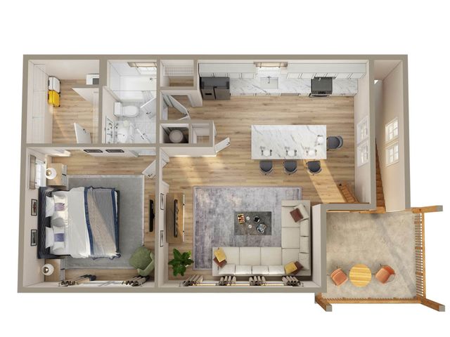 one bedroom one bath ground level duplex