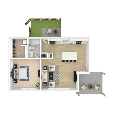 1 BR Stacked Duplex Ground