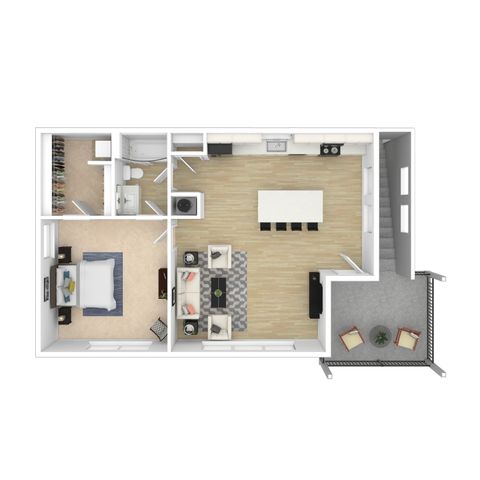 1 BR Stacked Duplex Upper
