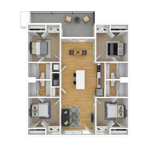 Deep Elm B1 4B4B Furnished Floorplan