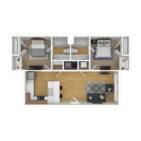 Deep Elm D1 2B2B Furnished Floorplan