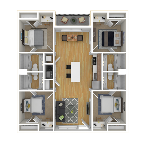 Deep Elm A2 4B4B Furnished Floorplan
