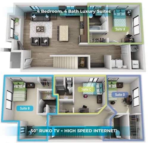 4 bed
