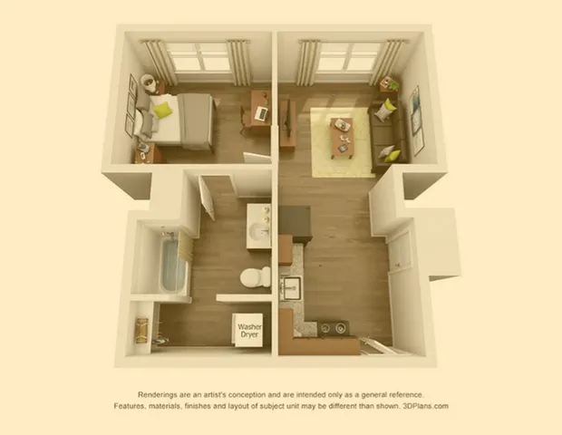 A1 floor plan | Trifecta Apartments | Louisville, KY Apartments