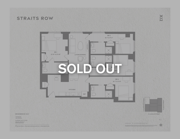 Elegant 2D floor plan of Straits Row featuring 4 bedrooms, spacious living-dining area, and modern kitchen.