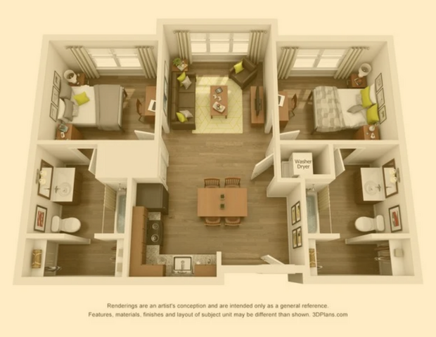 B1 Floor Plan  | Trifecta Apartments | Louisville, KY Apartments