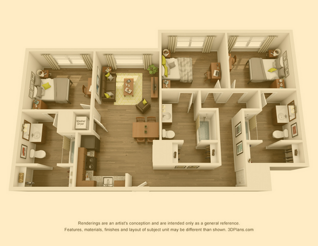 C1 Floor Plan  | Trifecta Apartments | Louisville, KY Apartments