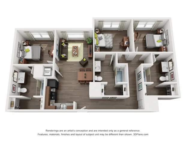 C1 Floor Plan  | Trifecta Apartments | Louisville, KY Apartments