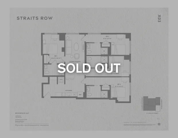 Elegant floor plan of Straits Row, featuring 4 bedrooms and an open living and dining area.