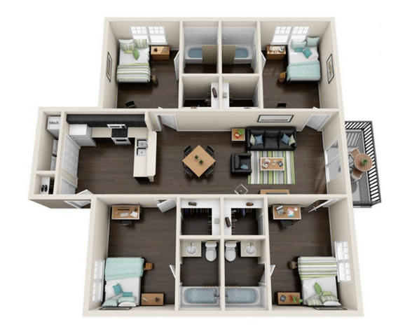 4x4 Floor Plans | Valley Falls | Apartments in Spartanburg, SC